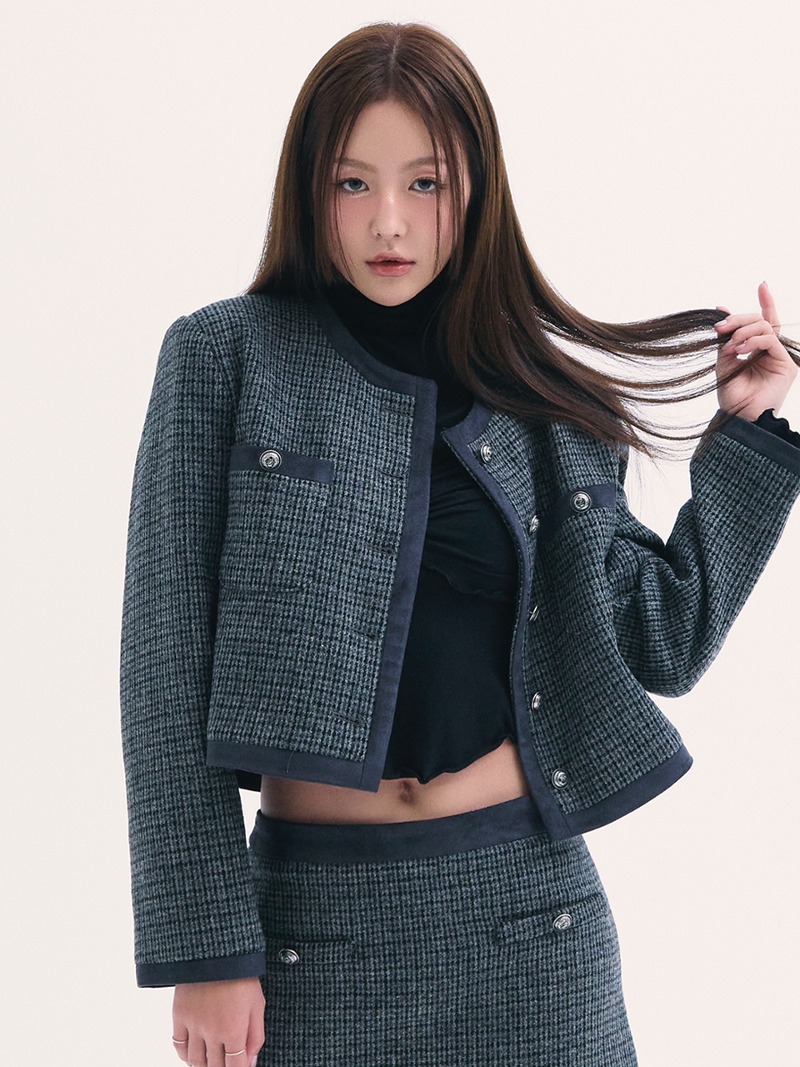 Leona tweed jacket CHARCOLE